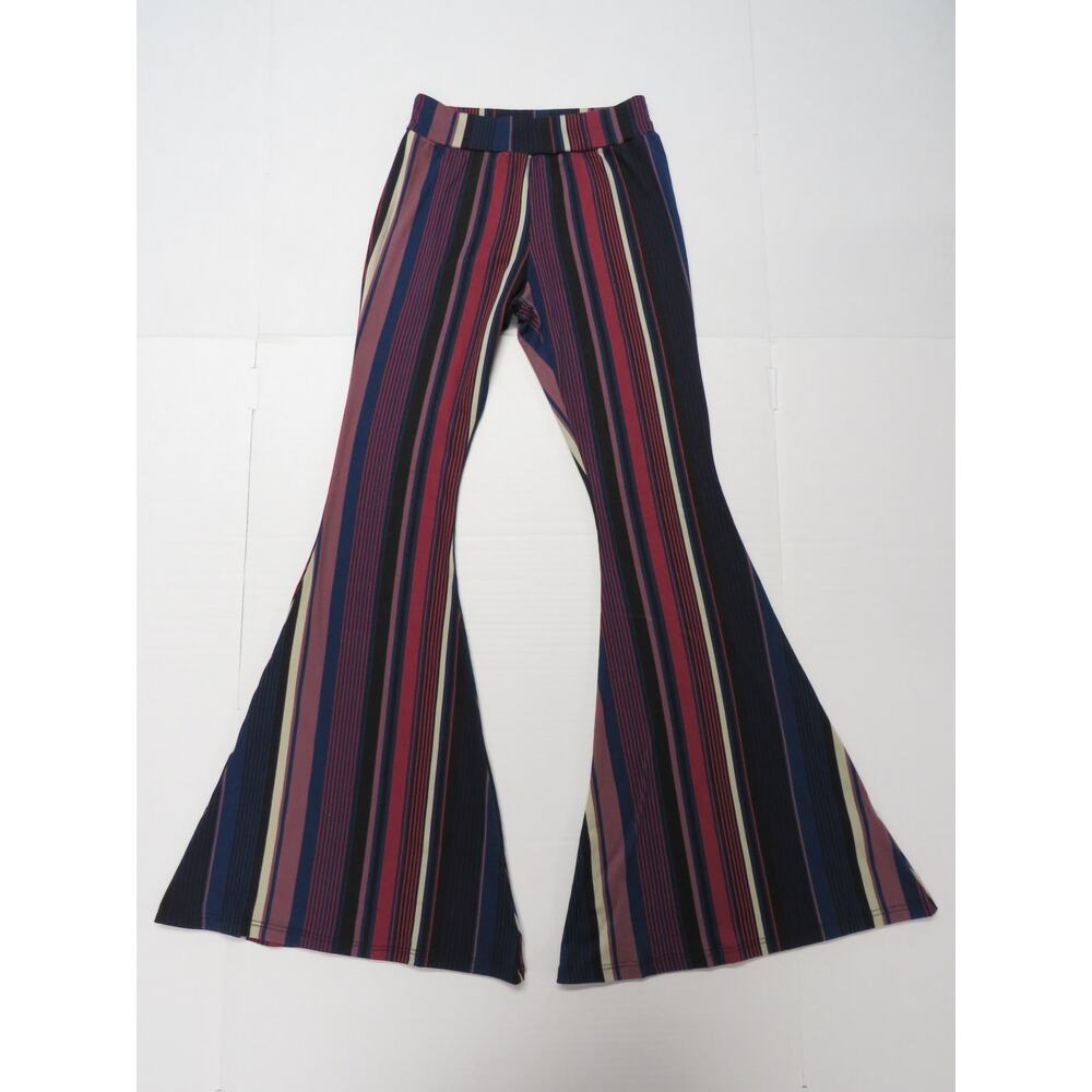 Got Style USA Striped Bell Bottoms Soft Stretchy Pants Retro 70s Hippie Festival